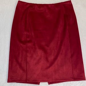 Elie Kai burgundy wine pull on microsuede pencil skirt Sz 8 EUC